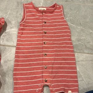 Me & Henry striped red shorts tank romper with buttons for baby boy - 18-24 mo